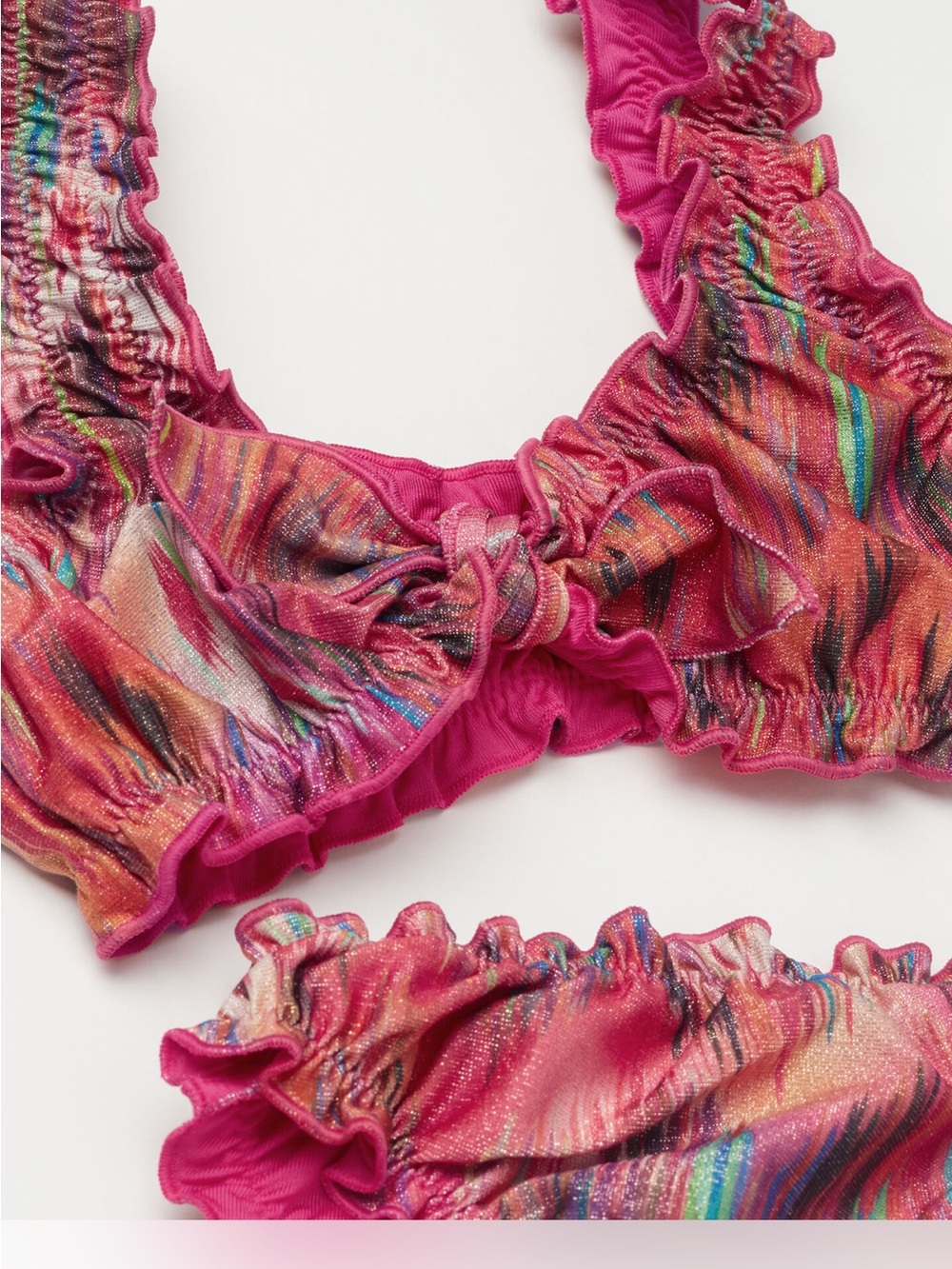 Pink Multicolor Ruffle Bikini Set - Picture 2 of 6